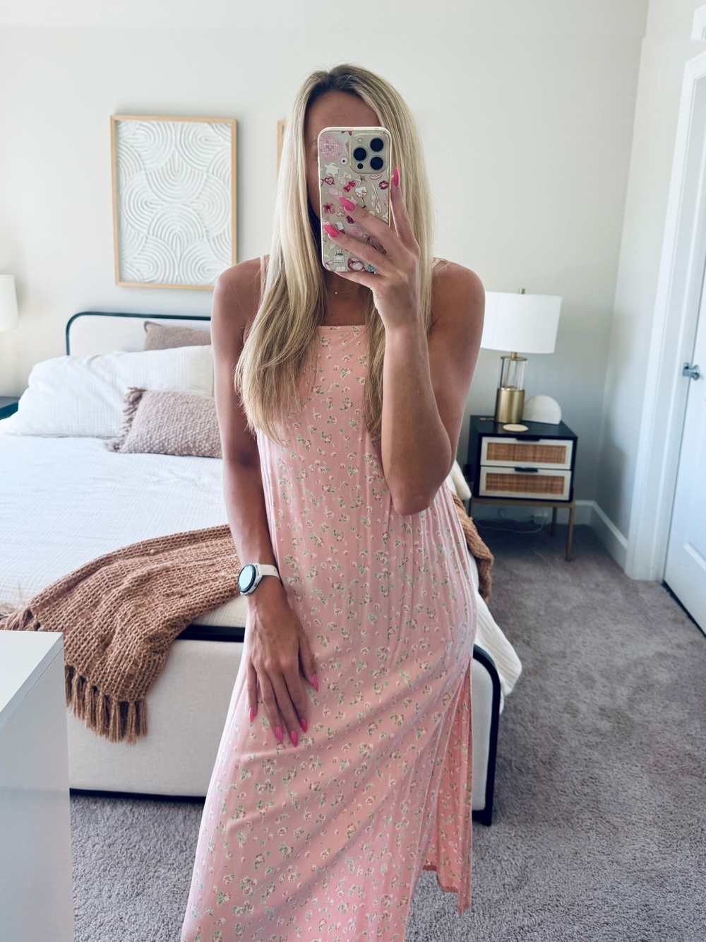 Billabong Light Pink Floral Midi Dress